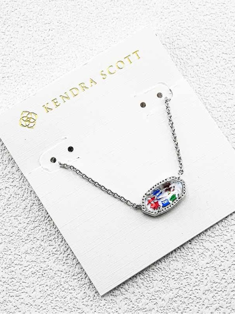 Kendra Scott Silver Multicolor Oval Pendant Necklace